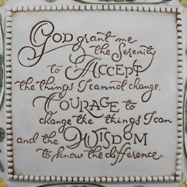 Amscan Home Square Ceramic With Metal Stand "God Grant Me Courage... Wisdom..."