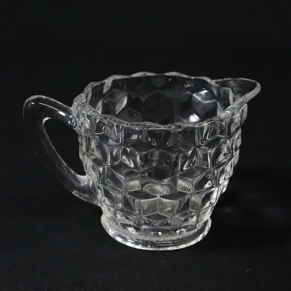 Vintage Fostoria Glass American Block Optic Creamer And Sugar Bowl Set