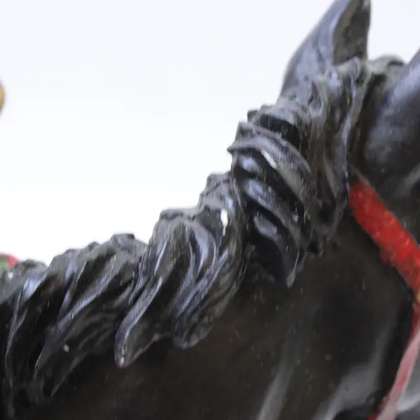 Resin Santa Claus on Horse w/ Reindeer Figurine Holiday Decor 9.5in