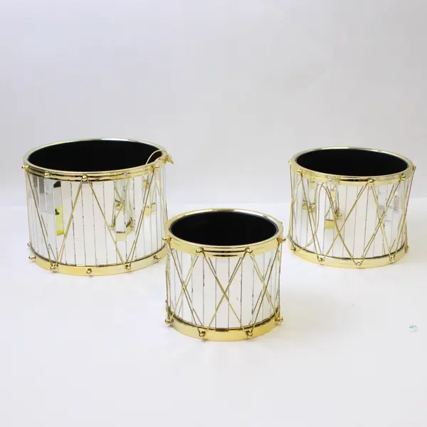 Enesco Mirrored Drum Nesting Bins Set of 3 Decorative Collectible