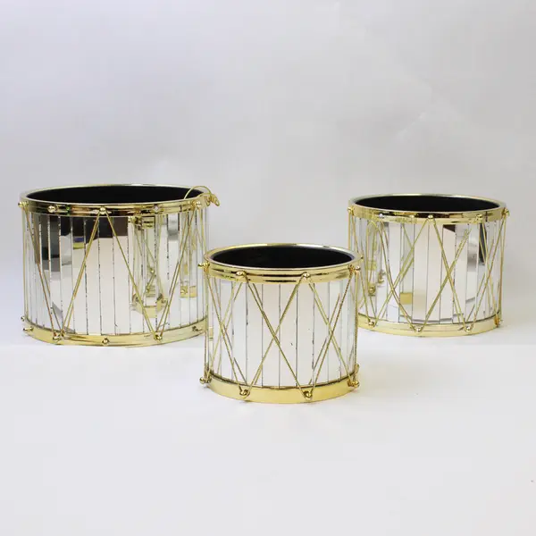 Enesco Mirrored Drum Nesting Bins Set of 3 Decorative Collectible