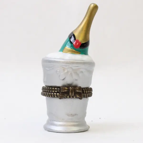 VINTAGE Midwest of Cannon Falls PHB Champagne Bottle in Ice Hinged Trinket Box