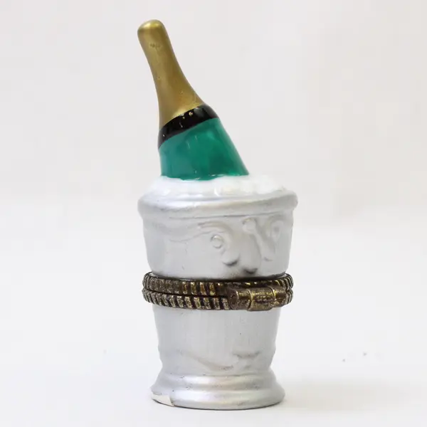 VINTAGE Midwest of Cannon Falls PHB Champagne Bottle in Ice Hinged Trinket Box