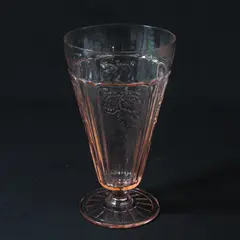 Vtg Anchor Hocking Pink Mayfair Open Rose  Footed Iced Tea Tumbler 6.5"