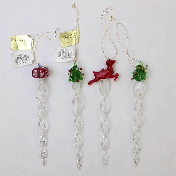 Lot of 4 Enesco Icicle Ornaments Christmas Holiday Tree Ornaments New