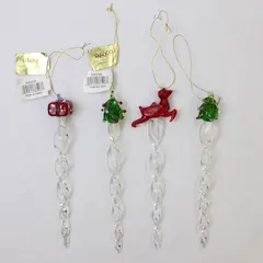 Lot of 4 Enesco Icicle Ornaments Christmas Holiday Tree Ornaments New