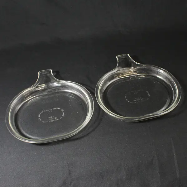 Set of 2 Vintage Pyrex Clear Glass 600-B Grab It Dish Plate 