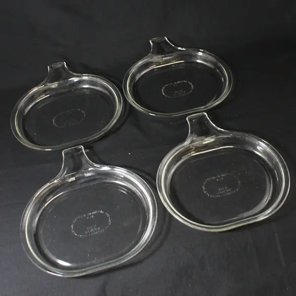 Set of 4 Vintage Pyrex Clear Glass 600-B Grab It Dish Plates 