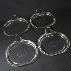 Set of 4 Vintage Pyrex Clear Glass 600-B Grab It Dish Plates 