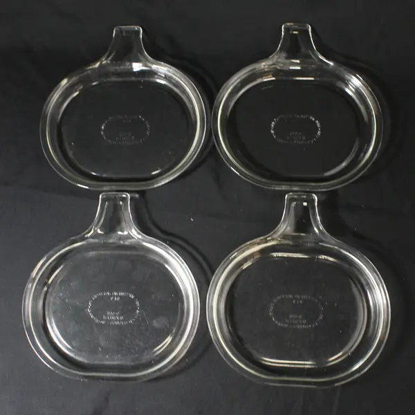 Set of 4 Vintage Pyrex Clear Glass 600-B Grab It Dish Plates 