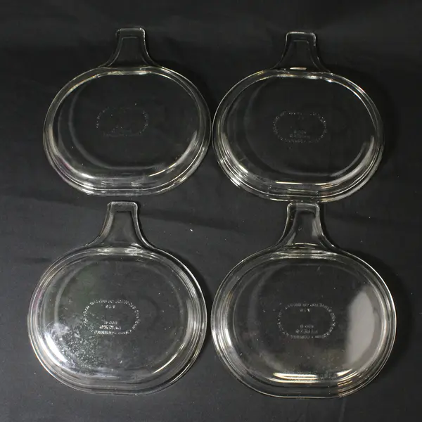 Set of 4 Vintage Pyrex Clear Glass 600-B Grab It Dish Plates 