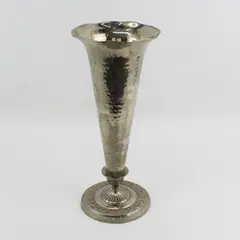 Tall Silver Plate Trumpet Shaped Vase Made in India 14" H 