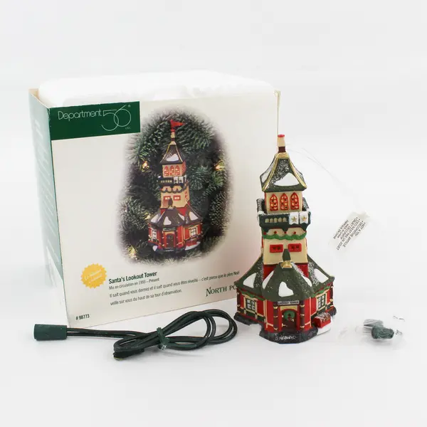 1993 Dept 56 North Pole Series Santa's Lookout Tower Ornament  98773 Lighted