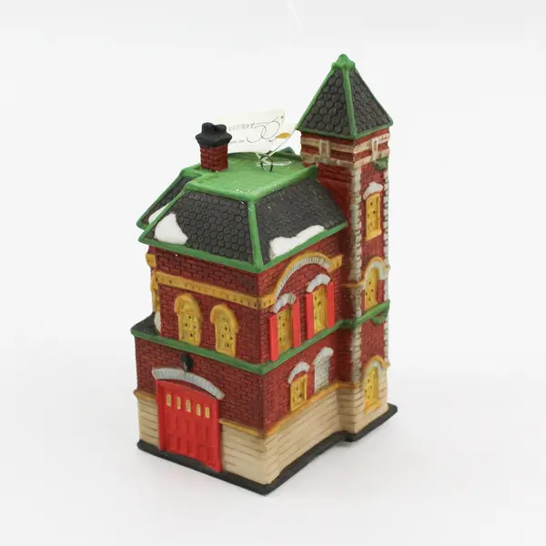 1990 Dept 56 Christmas In The City Red Brick Fire Station Ornament Retired 98758