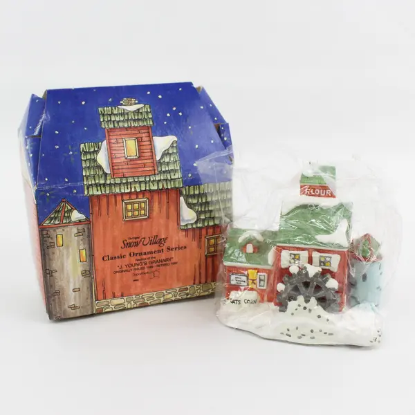 1989 Dept 56 Snow Village J Young's Granary #98632 Non Lit