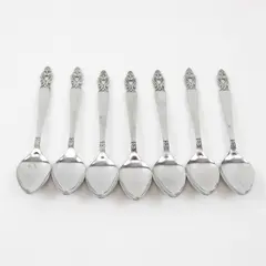Lot of 7 National Stainless Olaf Pattern Teaspoons 6.25" SS Black Accents