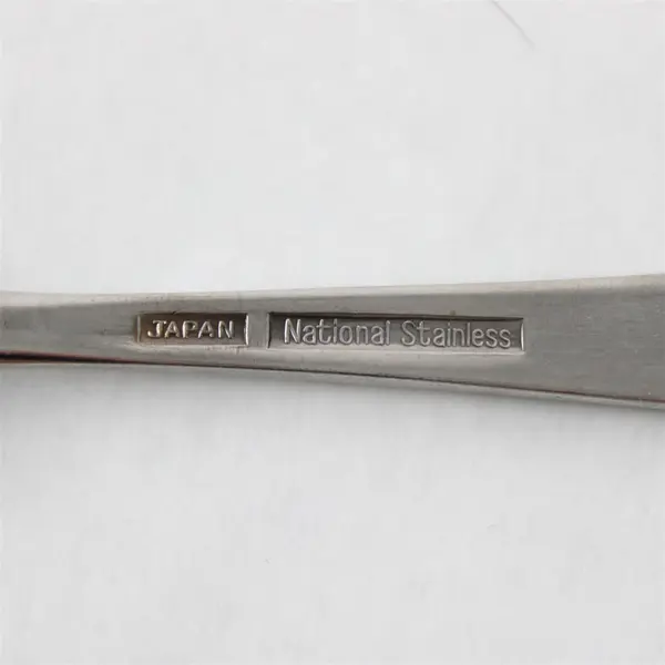 Lot of 7 National Stainless Olaf Pattern Teaspoons 6.25" SS Black Accents