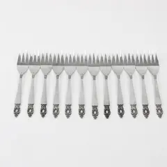 Lot of 12 National Stainless Olaf Pattern Salad Forks 6.5" SS Black Accents Rare