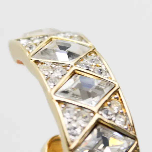 Swarovski Clear Faceted Rhinestone Gold-Tone Clip On Earrings