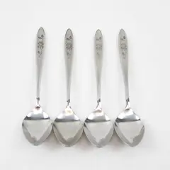 Lot of 4 National Stainless Charmante Pattern SS Teaspoons Burnished 6.25" Rare