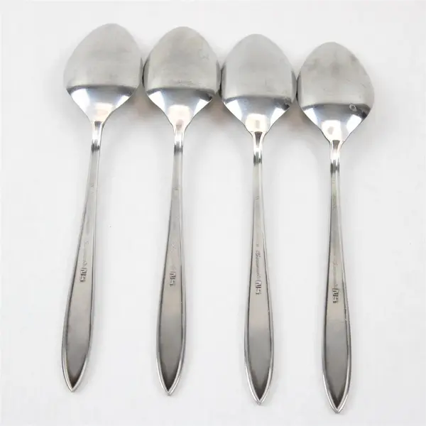 Lot of 4 National Stainless Charmante Pattern SS Teaspoons Burnished 6.25" Rare
