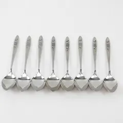 Lot of 8 National Stainless Charmante Pattern SS Teaspoons Burnished 6.25" Rare