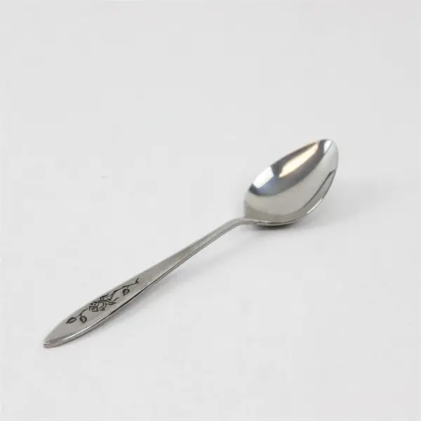 Lot of 8 National Stainless Charmante Pattern SS Teaspoons Burnished 6.25" Rare