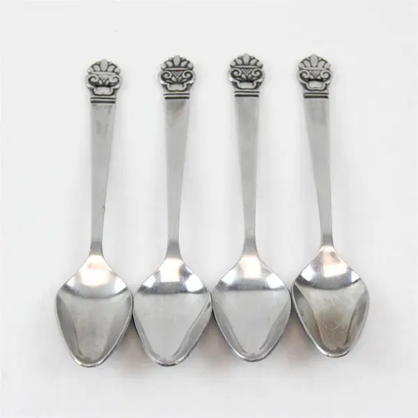 Lot of 4 National Stainless King Eric Pattern Stainless Teaspoons 6.25" Rare