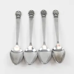 Lot of 4 National Stainless King Eric Pattern Stainless Teaspoons 6.25" Rare