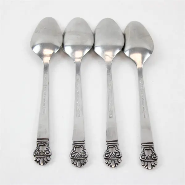 Lot of 4 National Stainless King Eric Pattern Stainless Teaspoons 6.25" Rare