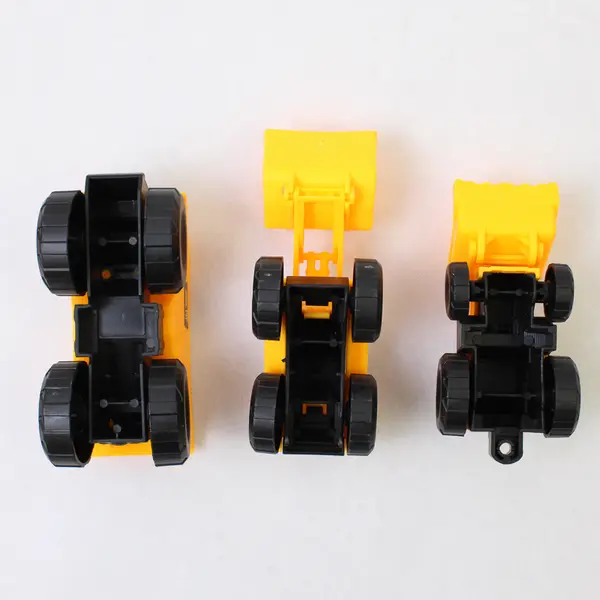 Lot of 5 Children's Plastic Construction Vehicles & Barrels 