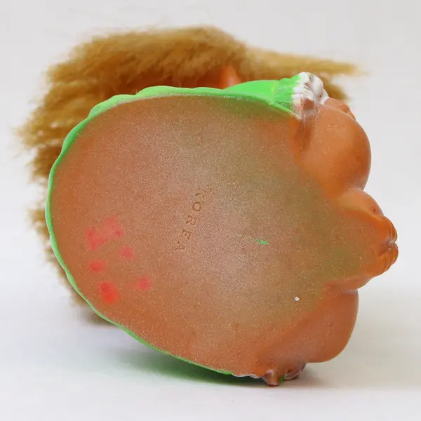 1960s Moody Cutie Doll Laughing Face Blonde Hair Green Dress Vintage