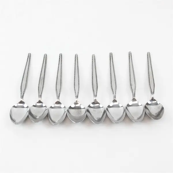 Lot of 8 National Stainless Granada Pattern Stainless Teaspoons 6.25" Good