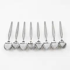 Lot of 8 National Stainless Granada Pattern Stainless Teaspoons 6.25" Good