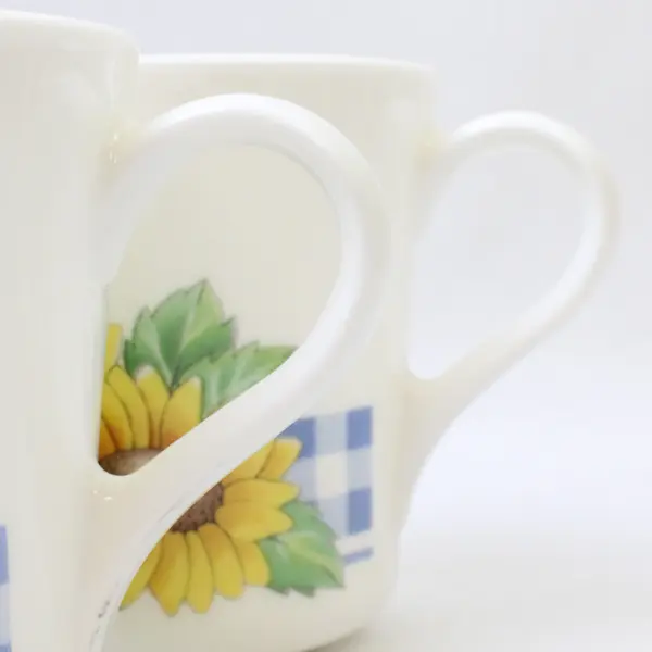 Lot Of 2 Corning Corelle Sunsations Pattern Sunflower Ceramic Mugs 3.5" Tall