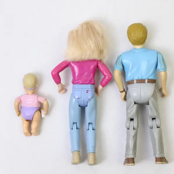 Fisher-Price Loving Family Dolls Mom Dad Baby Set Vintage Good Preowned
