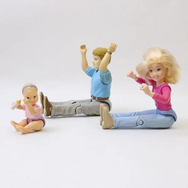 Fisher-Price Loving Family Dolls Mom Dad Baby Set Vintage Good Preowned
