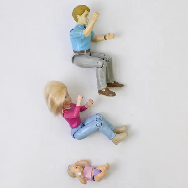 Fisher-Price Loving Family Dolls Mom Dad Baby Set Vintage Good Preowned