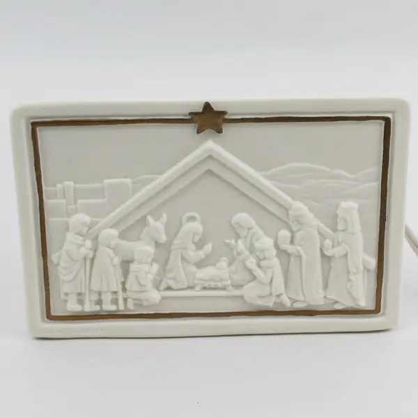 1991 Roman Inc. Lighted Bas Relief The Nativity By Irene Spencer