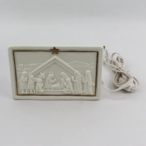 1991 Roman Inc. Lighted Bas Relief The Nativity By Irene Spencer
