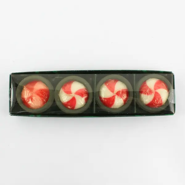 2000 Dept. 56 Peppermint Votive Candles with Glass Holders Set of 4