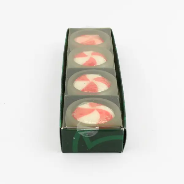 2000 Dept. 56 Peppermint Votive Candles with Glass Holders Set of 4