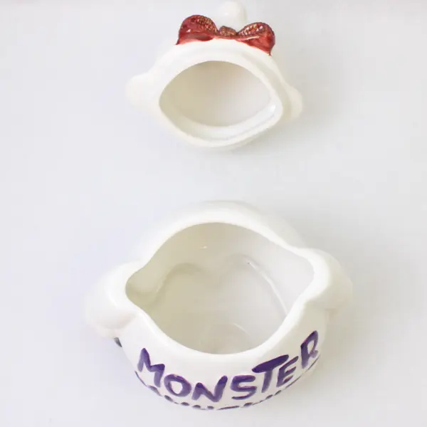 Unbranded White Ghost Shaped Cookie Jar Monster Munchies Ceramic 7.5" Tall