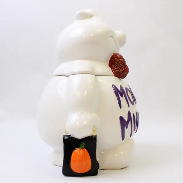 Unbranded White Ghost Shaped Cookie Jar Monster Munchies Ceramic 7.5" Tall