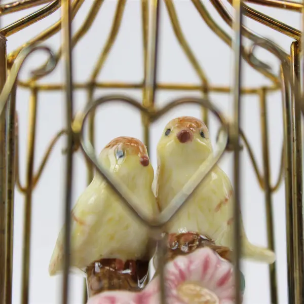 Westland Giftware Porcelain Figurine Two Birds in Cage 6in Tall