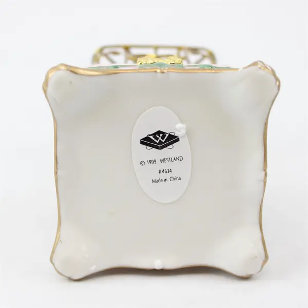 Westland Giftware Porcelain Figurine Two Birds in Cage 6in Tall