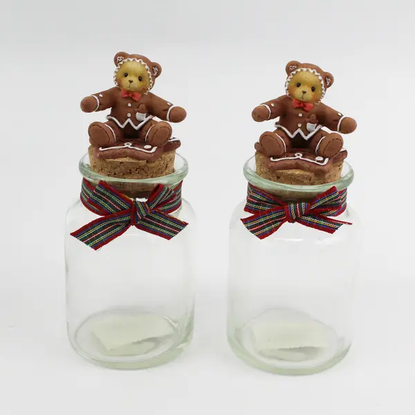 1998  Cherished Teddies  Glass Jars W Cork Topper 352640