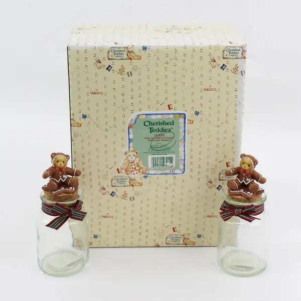 1998  Cherished Teddies  Glass Jars W Cork Topper 352640