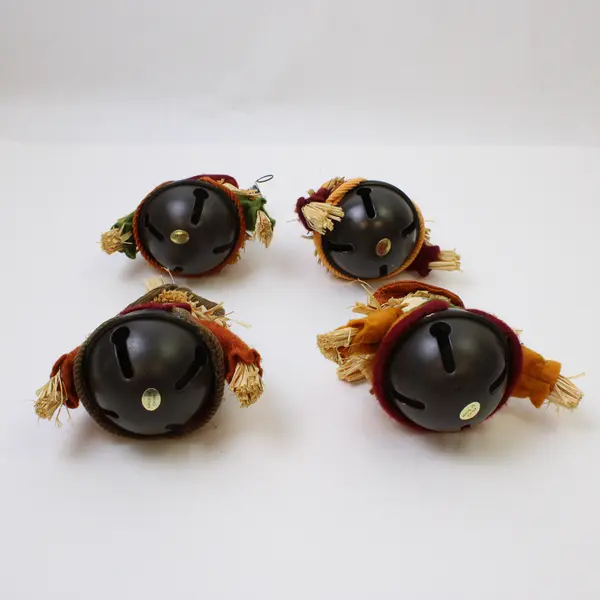 Lot of 4 Vintage Halloween Scarecrow Jingle Bells New 