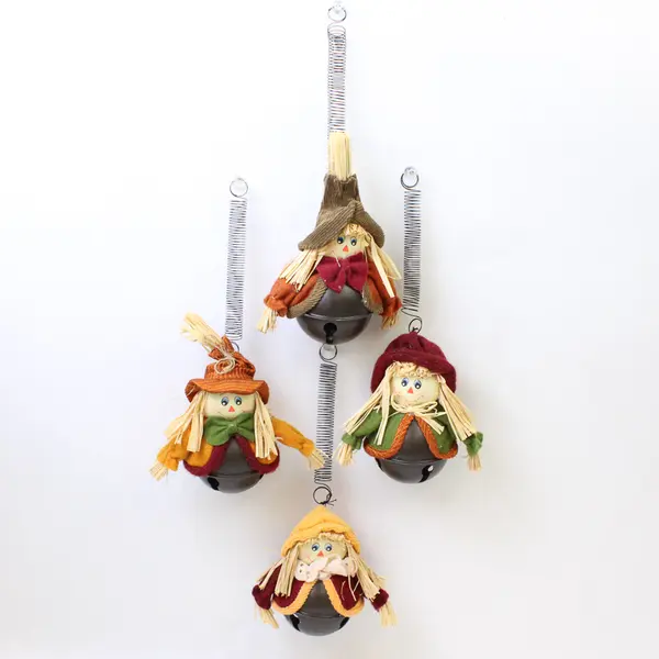 Lot of 4 Vintage Halloween Scarecrow Jingle Bells New 